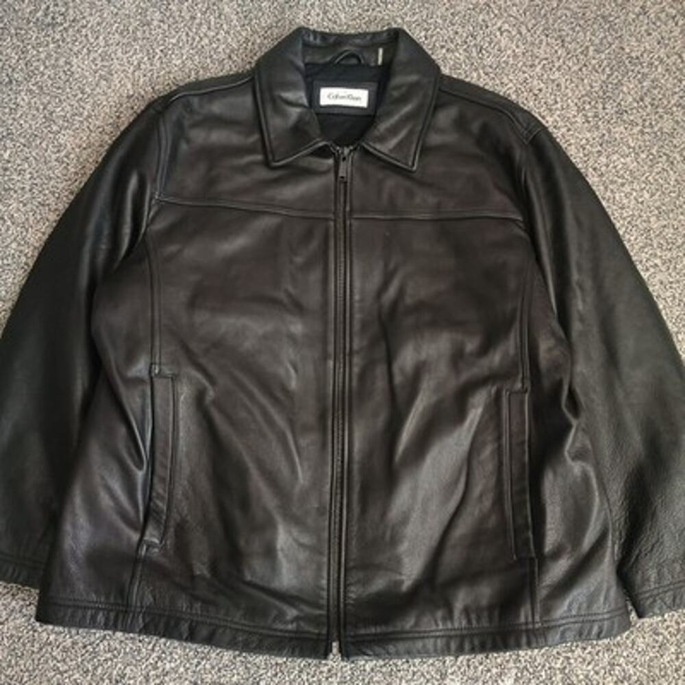 Calvin Klein Butter Soft Leather Jacket Coat Boxy XXL Oversized Insulated Opium